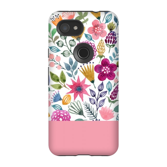 Pixel 3A StrongFit watercolor flowers for summer by ArtsCase