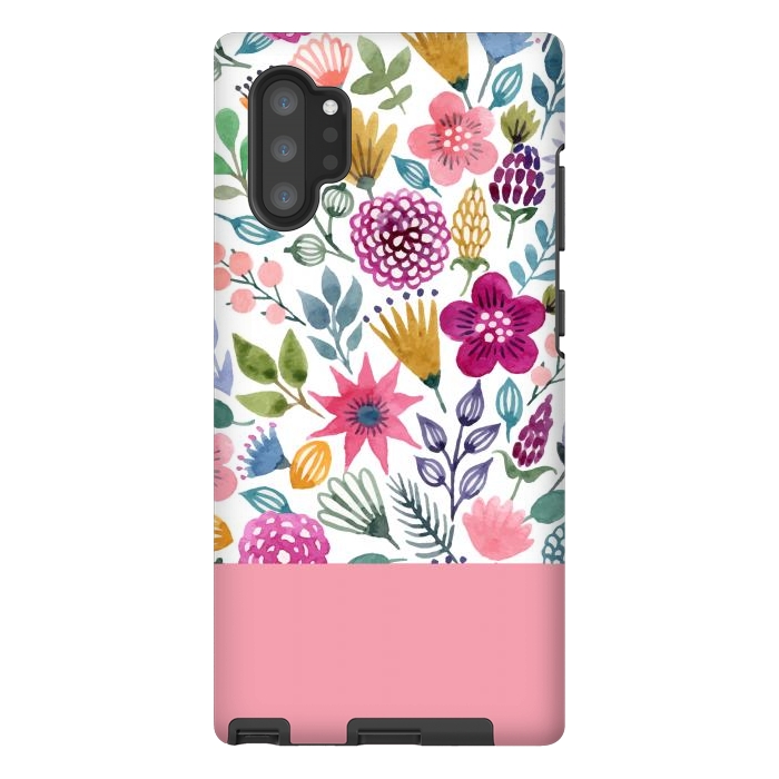Galaxy Note 10 plus StrongFit watercolor flowers for summer by ArtsCase