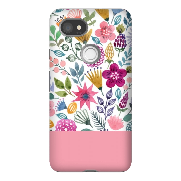 Pixel 2XL StrongFit watercolor flowers for summer by ArtsCase