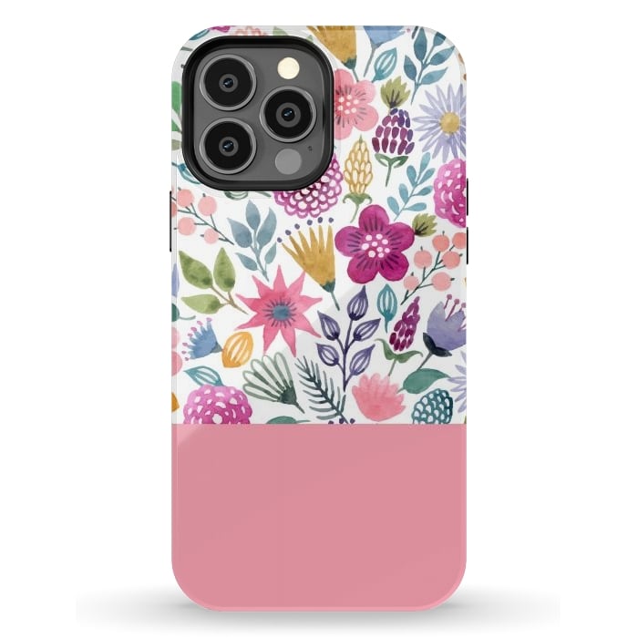 iPhone 13 Pro Max StrongFit watercolor flowers for summer por ArtsCase