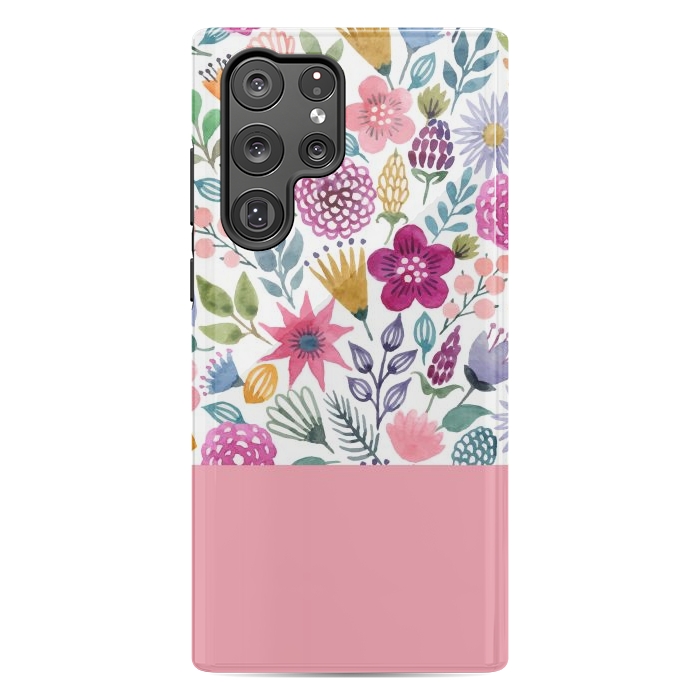 Galaxy S22 Ultra StrongFit watercolor flowers for summer by ArtsCase