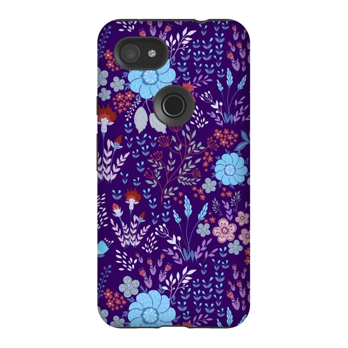 Pixel 3AXL StrongFit tiny flowers in cold colors by ArtsCase