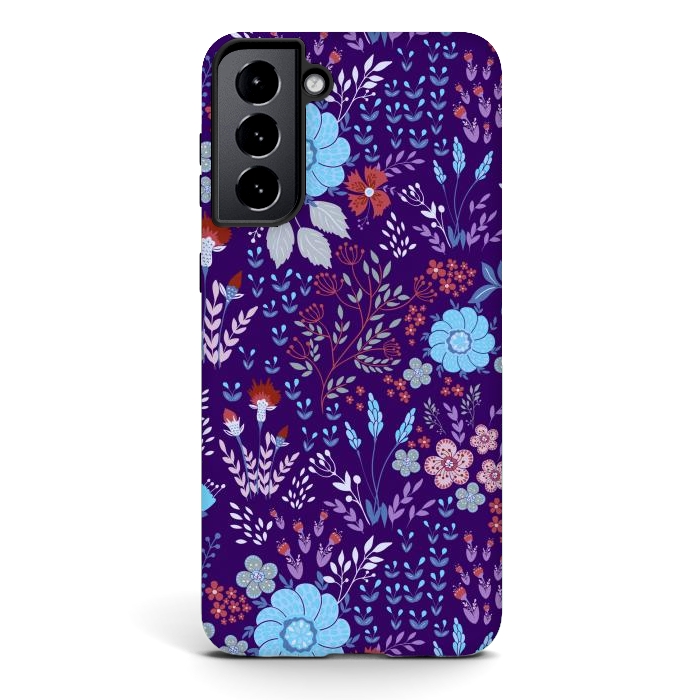 Galaxy S21 StrongFit tiny flowers in cold colors by ArtsCase