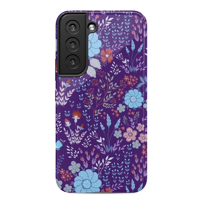 Galaxy S22 StrongFit tiny flowers in cold colors by ArtsCase