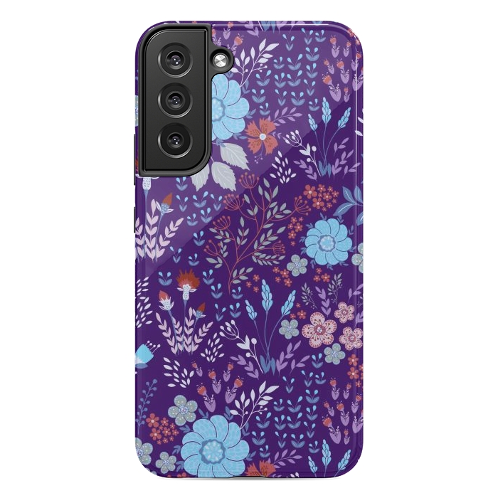 Galaxy S22 plus StrongFit tiny flowers in cold colors by ArtsCase