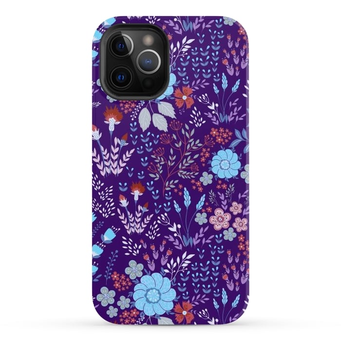 iPhone 12 Pro Max StrongFit tiny flowers in cold colors by ArtsCase