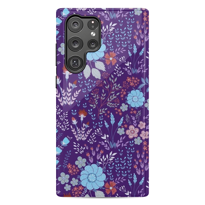 Galaxy S22 Ultra StrongFit tiny flowers in cold colors by ArtsCase
