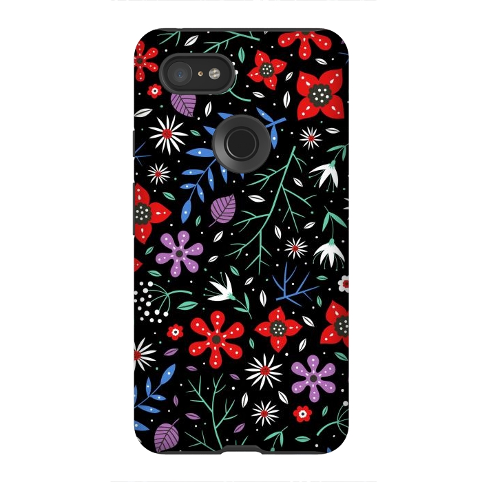 Pixel 3XL StrongFit Small Flower Patterns by ArtsCase