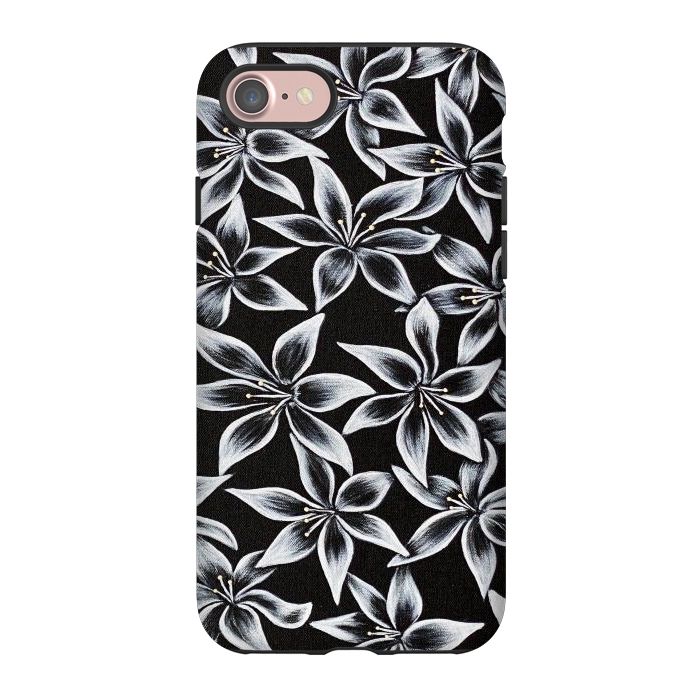 iPhone 7 StrongFit Black & White Lily by Denise Cassidy Wood