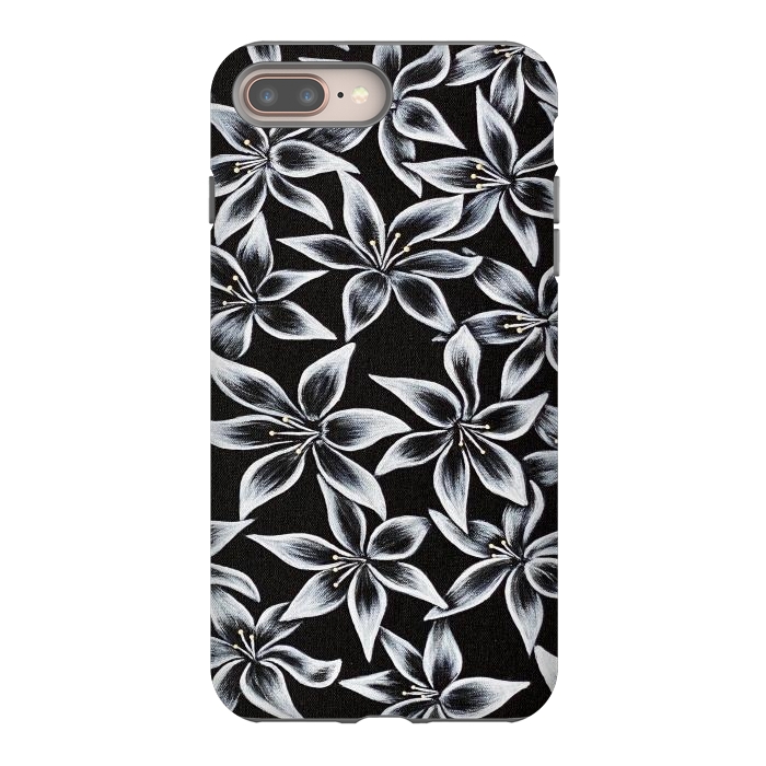 iPhone 7 plus StrongFit Black & White Lily by Denise Cassidy Wood