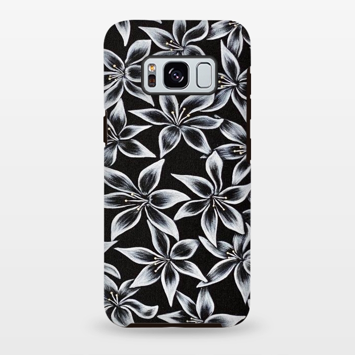 Galaxy S8 plus StrongFit Black & White Lily by Denise Cassidy Wood