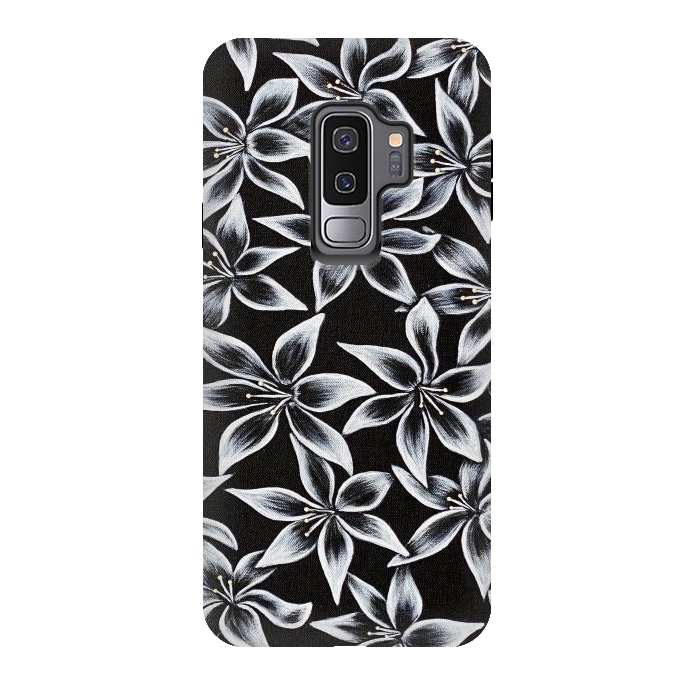 Galaxy S9 plus StrongFit Black & White Lily by Denise Cassidy Wood