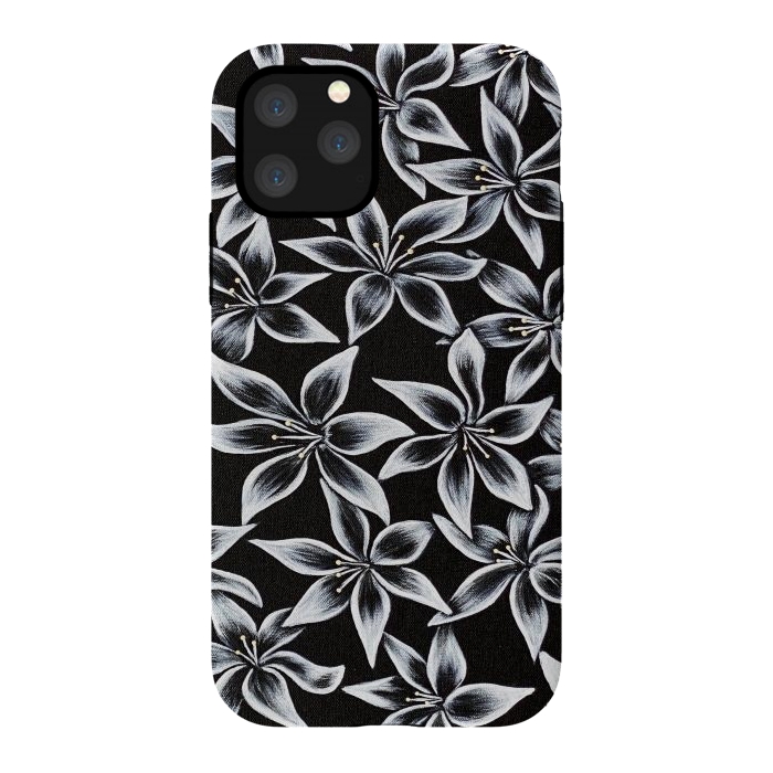 iPhone 11 Pro StrongFit Black & White Lily by Denise Cassidy Wood