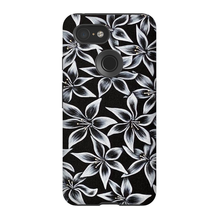 Pixel 3 StrongFit Black & White Lily by Denise Cassidy Wood