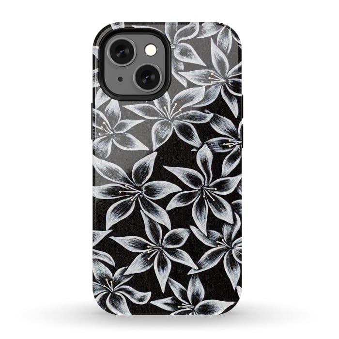 iPhone 12 mini StrongFit Black & White Lily by Denise Cassidy Wood