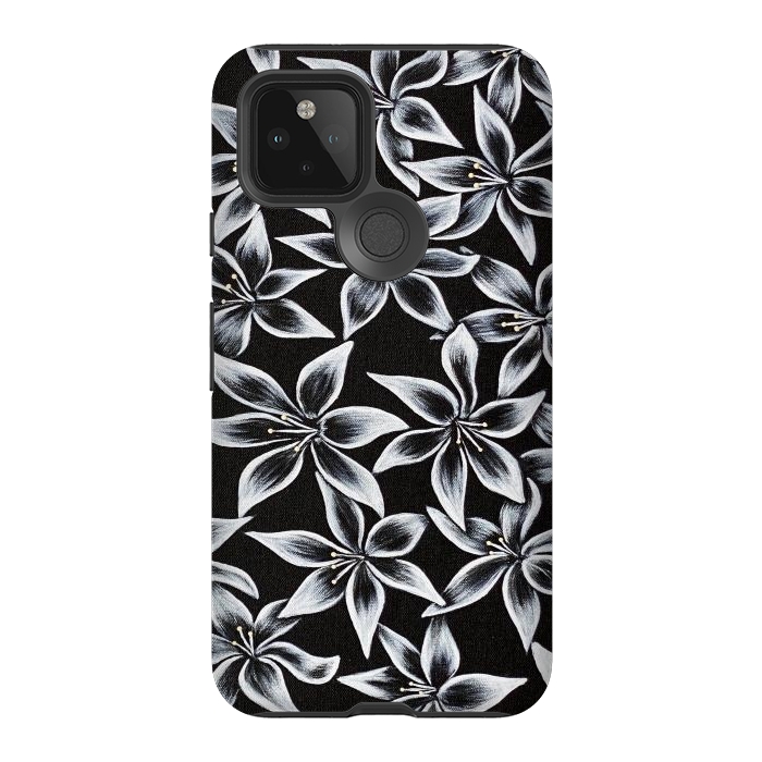 Pixel 5 StrongFit Black & White Lily by Denise Cassidy Wood