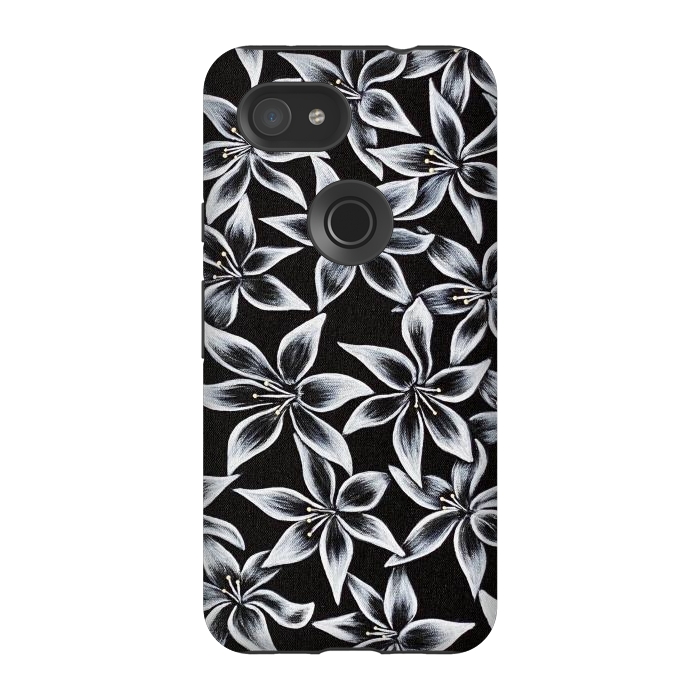 Pixel 3A StrongFit Black & White Lily by Denise Cassidy Wood