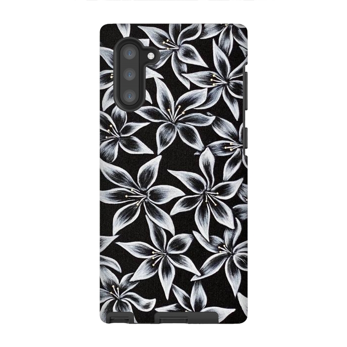 Galaxy Note 10 StrongFit Black & White Lily by Denise Cassidy Wood