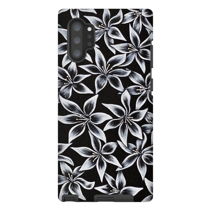 Galaxy Note 10 plus StrongFit Black & White Lily by Denise Cassidy Wood