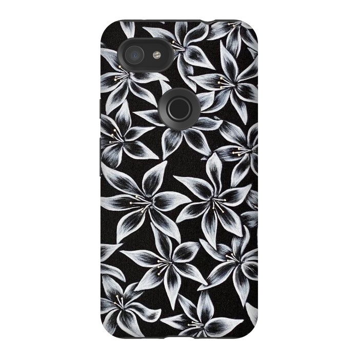 Pixel 3AXL StrongFit Black & White Lily by Denise Cassidy Wood