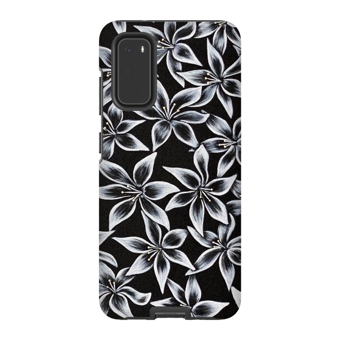 Galaxy S20 StrongFit Black & White Lily by Denise Cassidy Wood