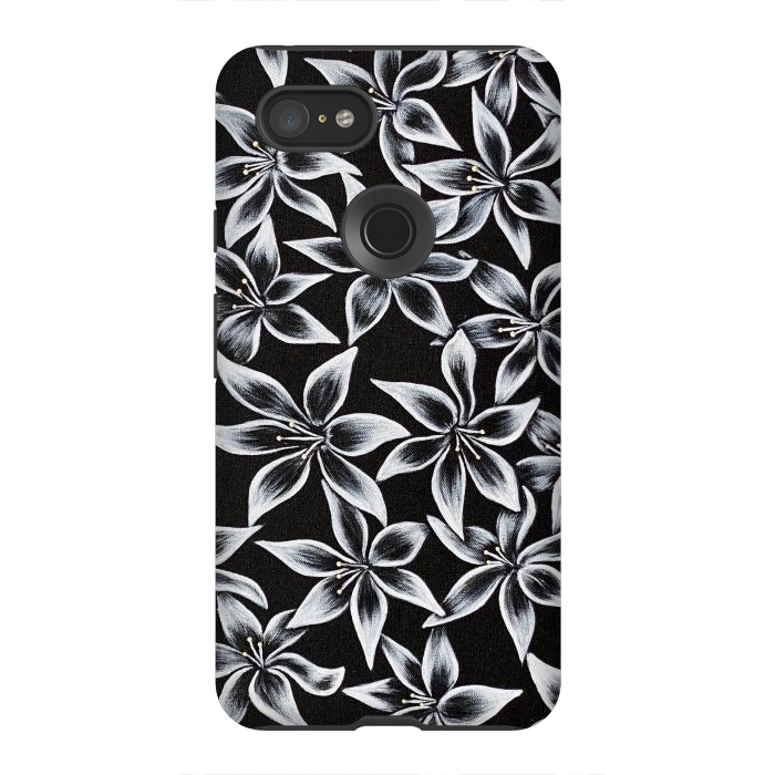 Pixel 3XL StrongFit Black & White Lily by Denise Cassidy Wood