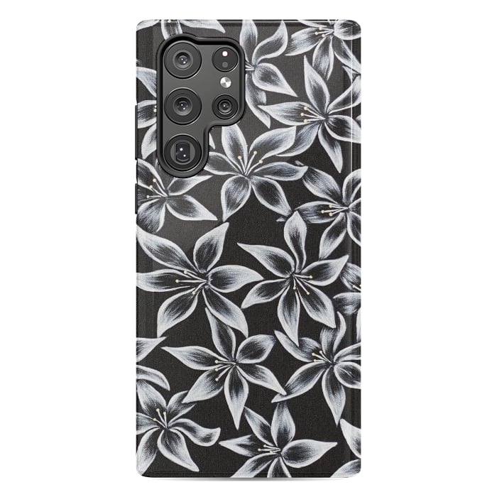 Galaxy S22 Ultra StrongFit Black & White Lily by Denise Cassidy Wood