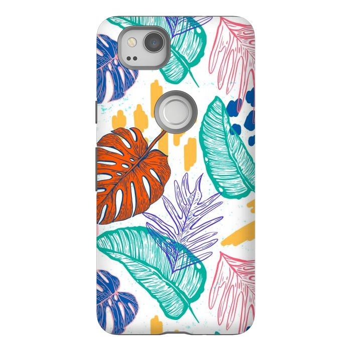 Pixel 2 StrongFit Monstera Leaves by ArtsCase