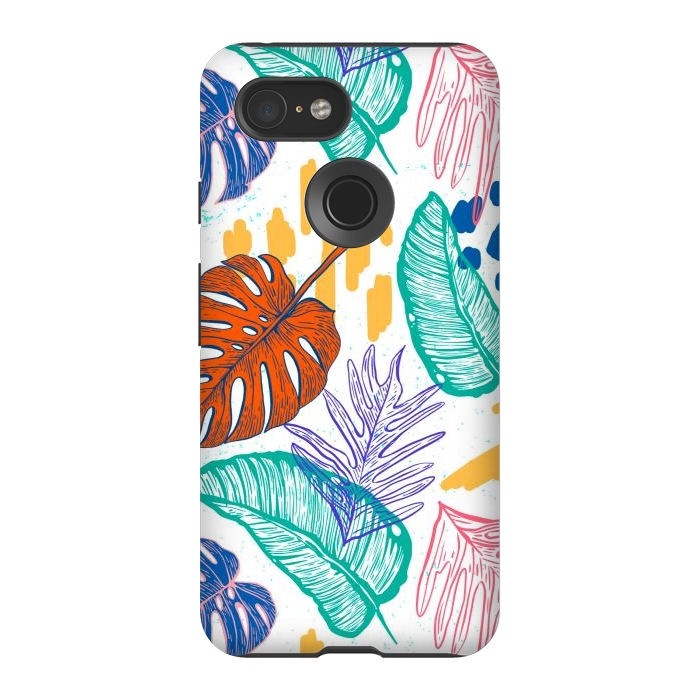 Pixel 3 StrongFit Monstera Leaves by ArtsCase