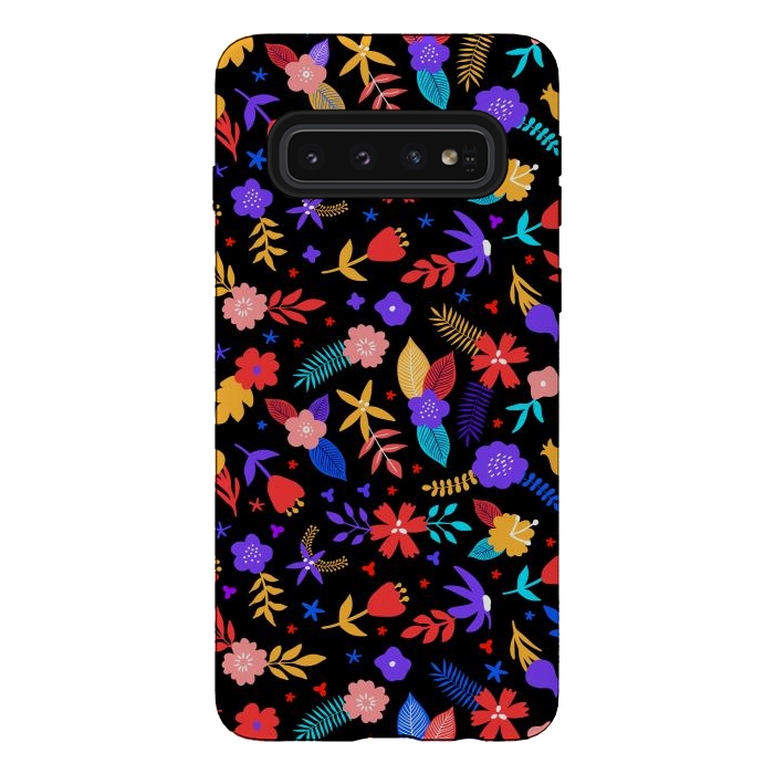 Galaxy S10 StrongFit Multicoulored Floral Design by ArtsCase