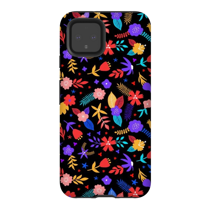 Pixel 4 StrongFit Multicoulored Floral Design by ArtsCase