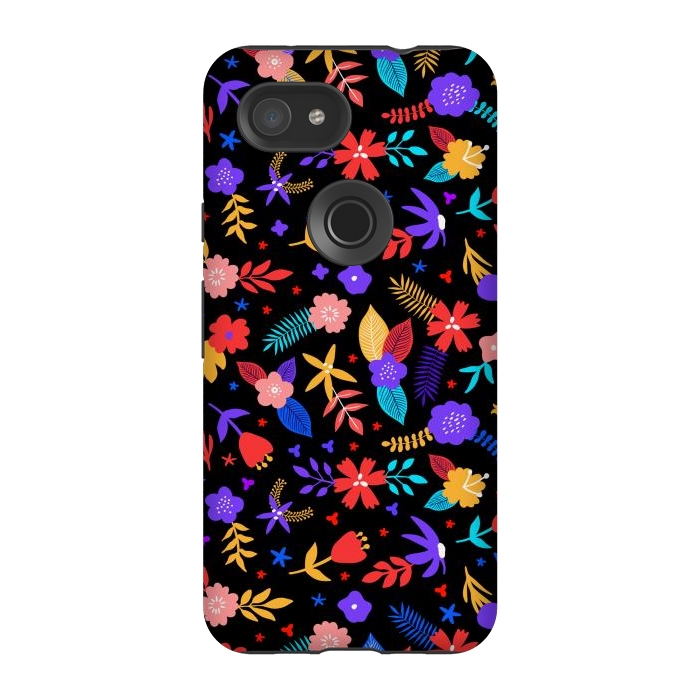 Pixel 3A StrongFit Multicoulored Floral Design by ArtsCase