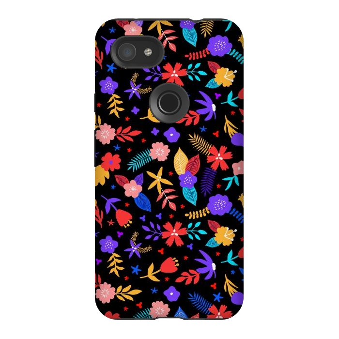 Pixel 3AXL StrongFit Multicoulored Floral Design by ArtsCase