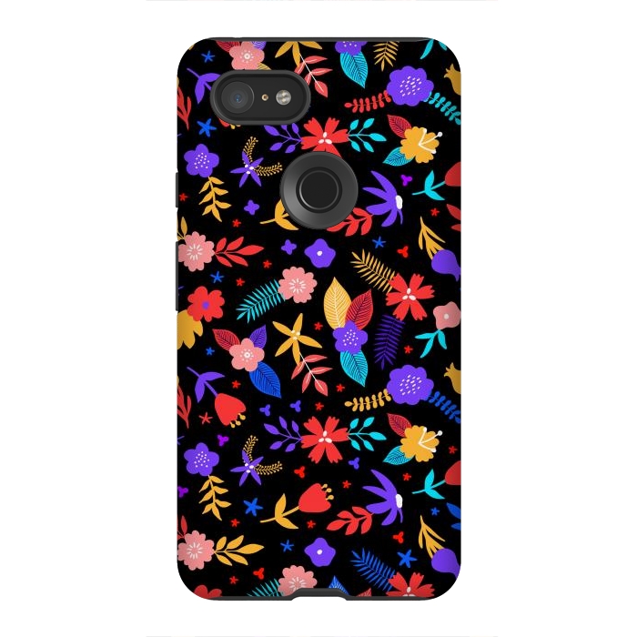 Pixel 3XL StrongFit Multicoulored Floral Design by ArtsCase