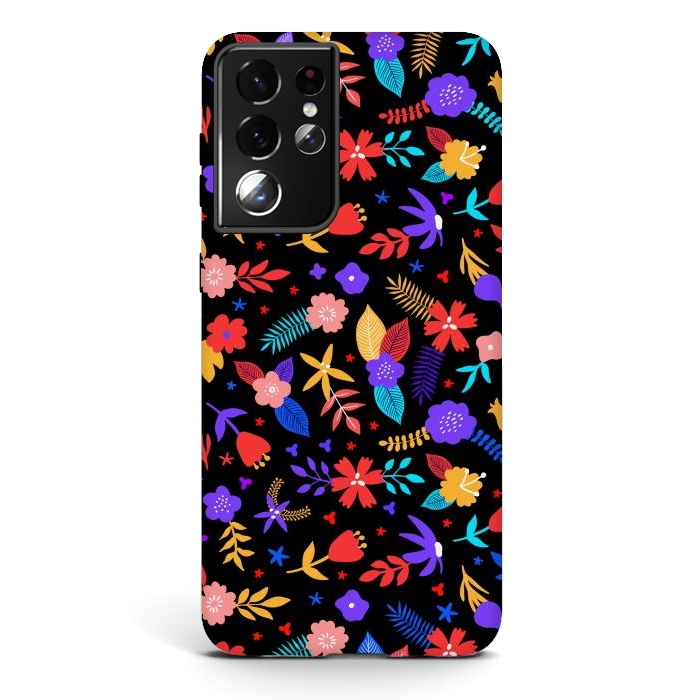 Galaxy S21 ultra StrongFit Multicoulored Floral Design by ArtsCase