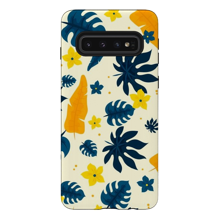 Galaxy S10 StrongFit Tropical Leaves Floral by ArtsCase