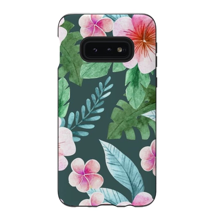 Galaxy S10e StrongFit Tropical Pink Floral by ArtsCase