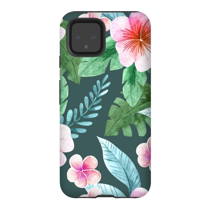 Pixel 4 StrongFit Tropical Pink Floral by ArtsCase
