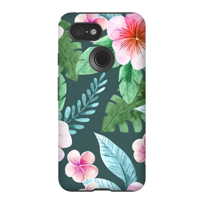 Pixel 3 StrongFit Tropical Pink Floral by ArtsCase