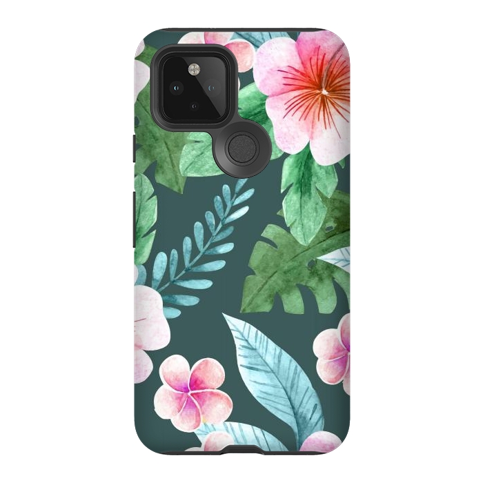 Pixel 5 StrongFit Tropical Pink Floral by ArtsCase