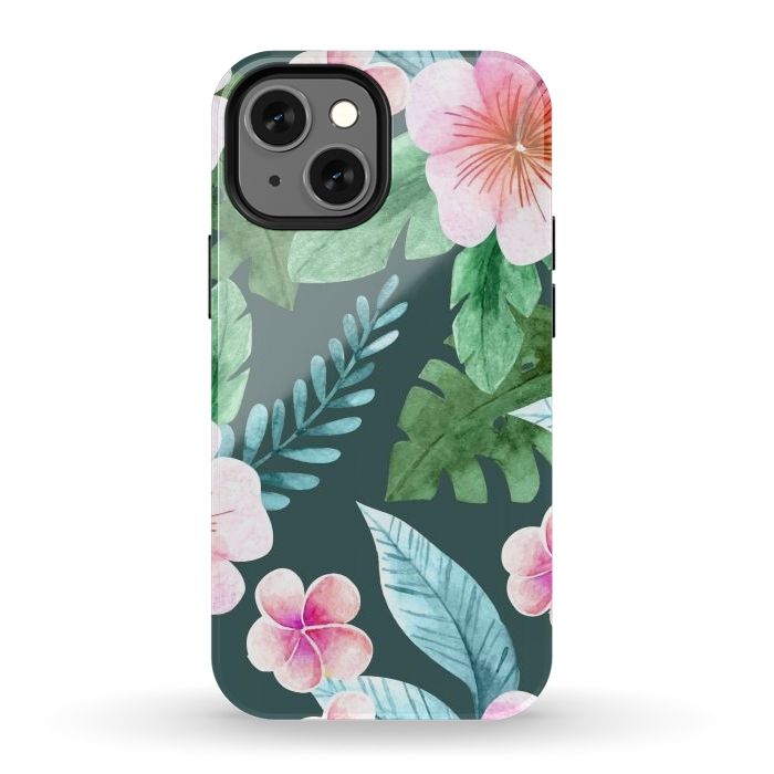 iPhone 13 mini StrongFit Tropical Pink Floral by ArtsCase
