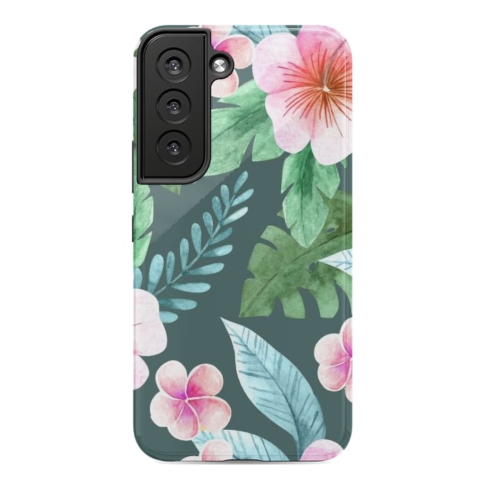 Galaxy S22 StrongFit Tropical Pink Floral by ArtsCase