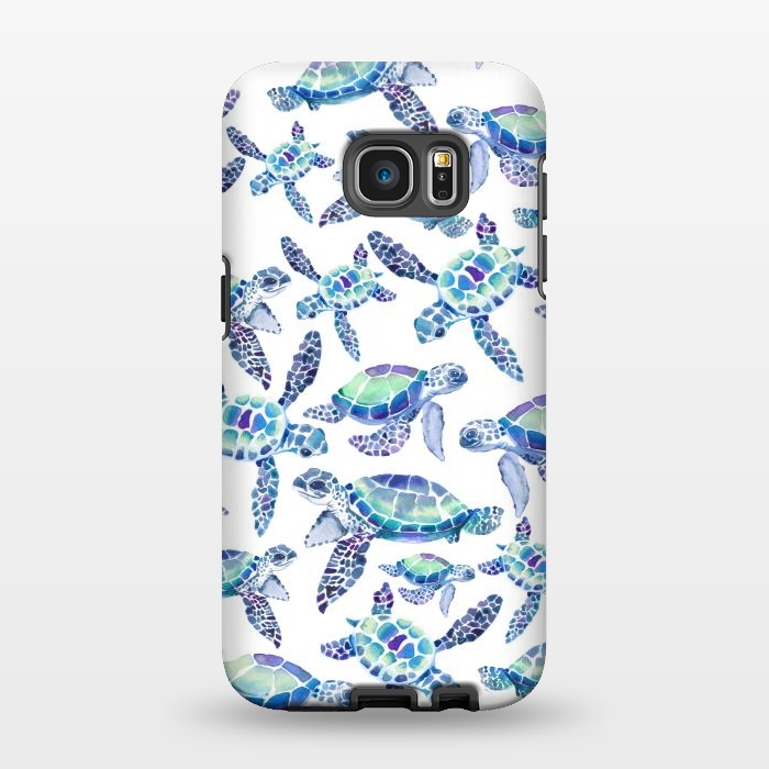 Galaxy S7 EDGE StrongFit Turtles in Aqua and Blue by gingerlique