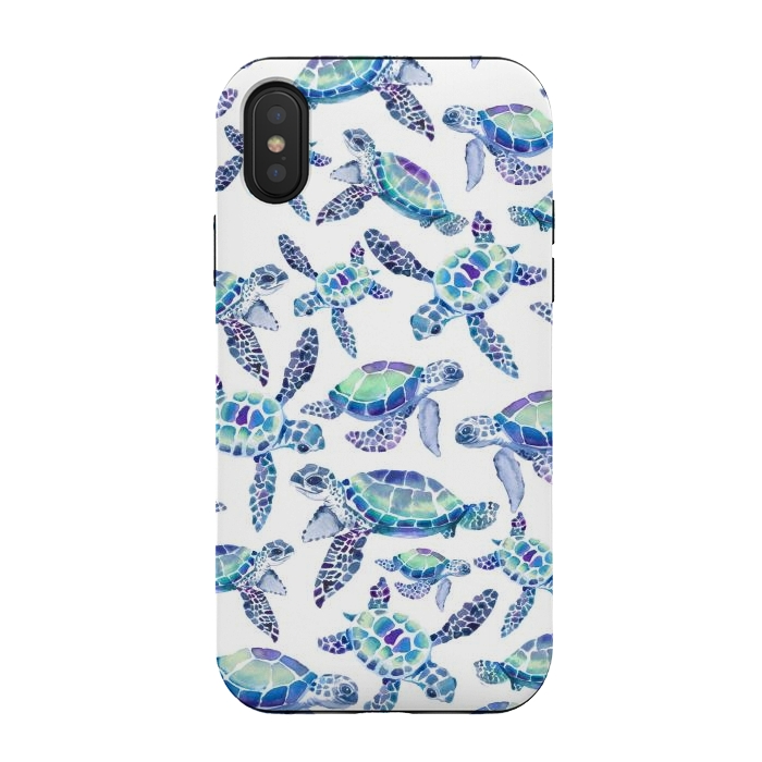 iPhone Xs / X StrongFit Turtles in Aqua and Blue by gingerlique