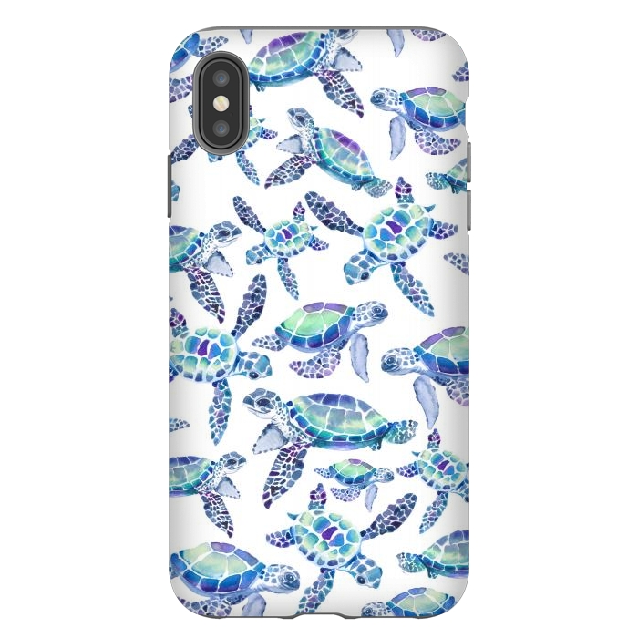 iPhone Xs Max StrongFit Turtles in Aqua and Blue by gingerlique