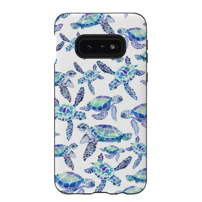 Galaxy S10e StrongFit Turtles in Aqua and Blue by gingerlique