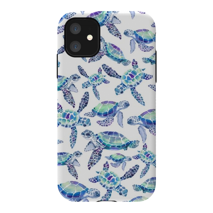 iPhone 11 StrongFit Turtles in Aqua and Blue by gingerlique