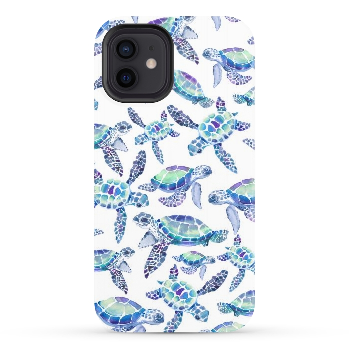 iPhone 12 StrongFit Turtles in Aqua and Blue por gingerlique