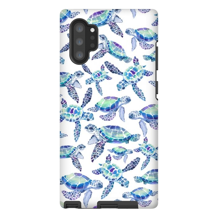 Galaxy Note 10 plus StrongFit Turtles in Aqua and Blue by gingerlique