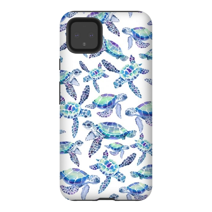 Pixel 4XL StrongFit Turtles in Aqua and Blue by gingerlique